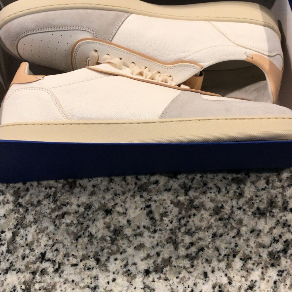 Stuart Weitzman Blue Box with Cream and Gray Sneakers. Brand new sz8 or 9